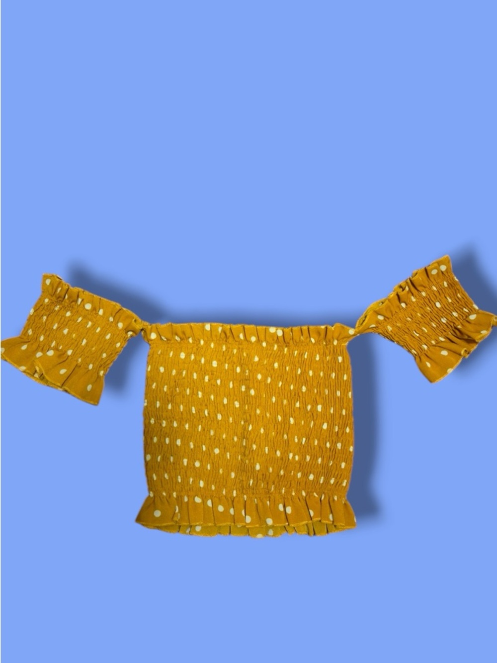 Mustard Yellow Polka Dot Off-Shoulder Top